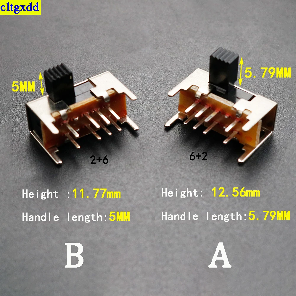 10piece SK23D05 G6 panel PCB 8-pin 3-position 2P3T DP3T sliding switch side knob straight foot handle to toggle power