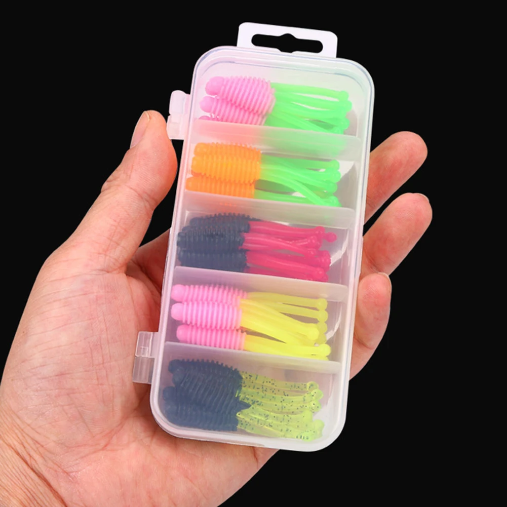 30pcs Soft Fishing Lures 50mm 1.2g Artificial Bait Wobbler Fishing Baits for Saltwater and Freshwater Bass Crappie Walleye