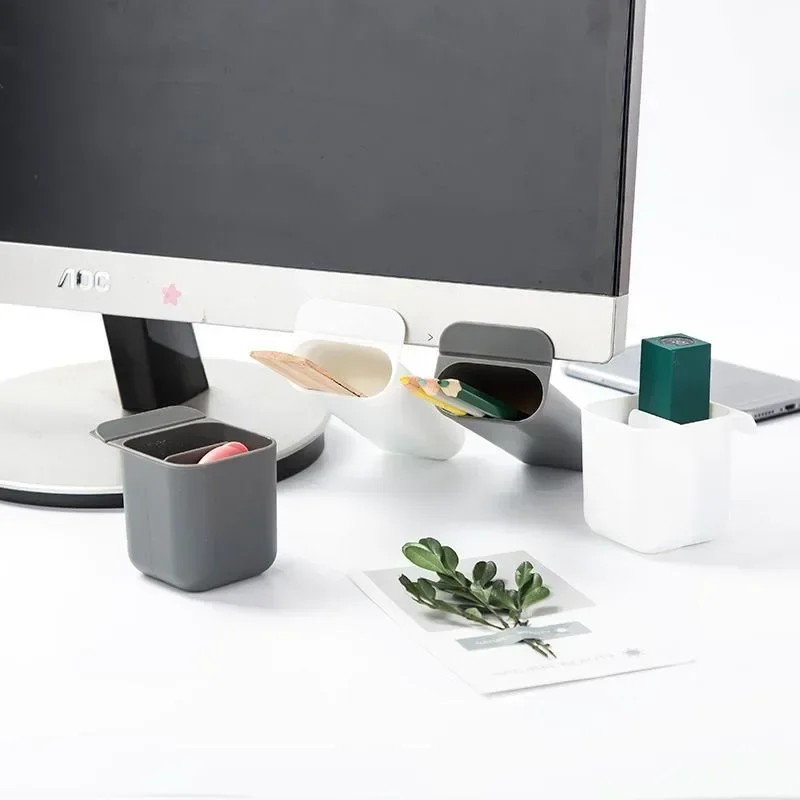 1Set Desktop Monitor Insert Pocket Pen Holder Desk Stationery Pen Organizer Multifunctional Creative Holder Office Storage