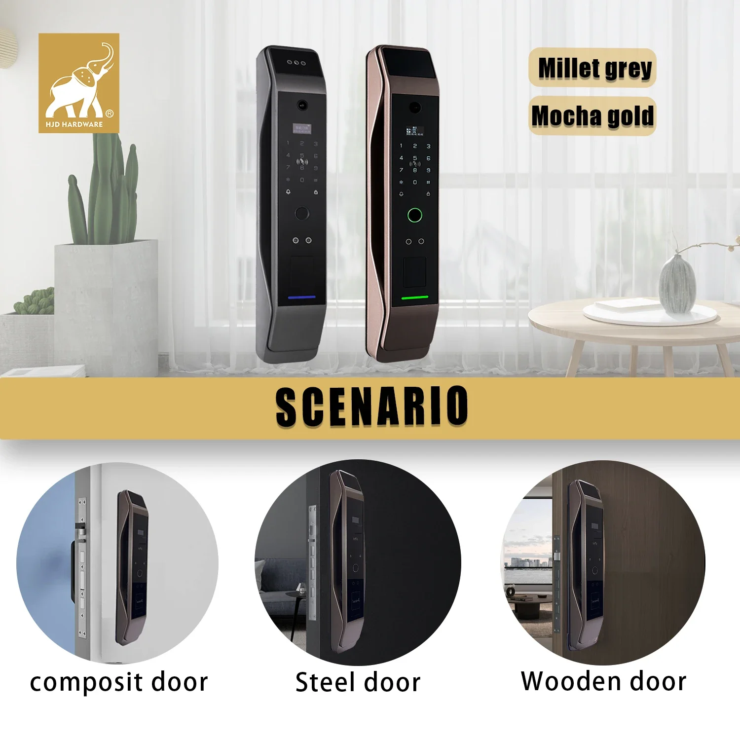 HJD Smart Door Lock with camera smart fingerprint Digital Password Electronic Automatic Wifi Locks door lock