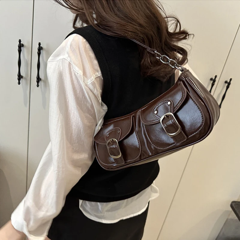 Women's Shoulder Bag Fashion Commuting Armpit Bag Personality Trendy Cool Scooter Bag Small Senior Sense Shoulder Crossbody Bag - 3