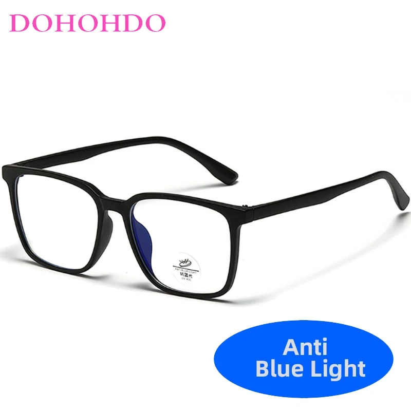 

DOHOHDO Men's Fashion TR90 Frame Eyeglasses Trendy Square Women Anti Blue Light Eyewear Large Frame Flat Lenses Computer Glasses