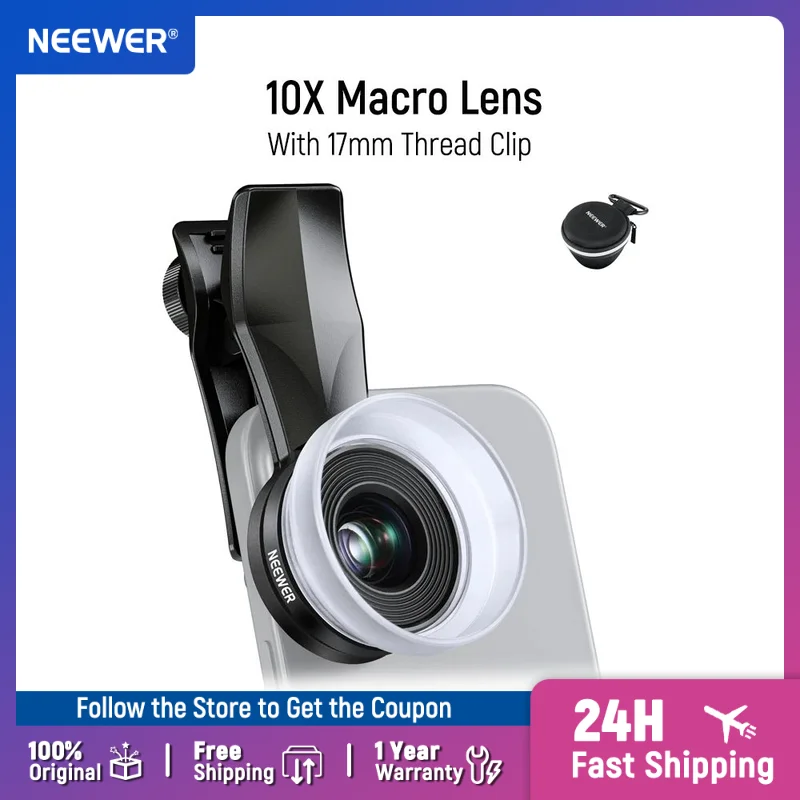NEEWER 7X Telephoto Lens with Phone Lens Clip Compatible with iPhone Samsung, 15 Elements 12 Groups 7X Magnification Phone Lens
