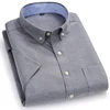 Men Oxford Fabric Shirts Turn Down Collar Front Pocket Button Short Sleeve Solid Color Summer Smart Casual Shirts Dress 3