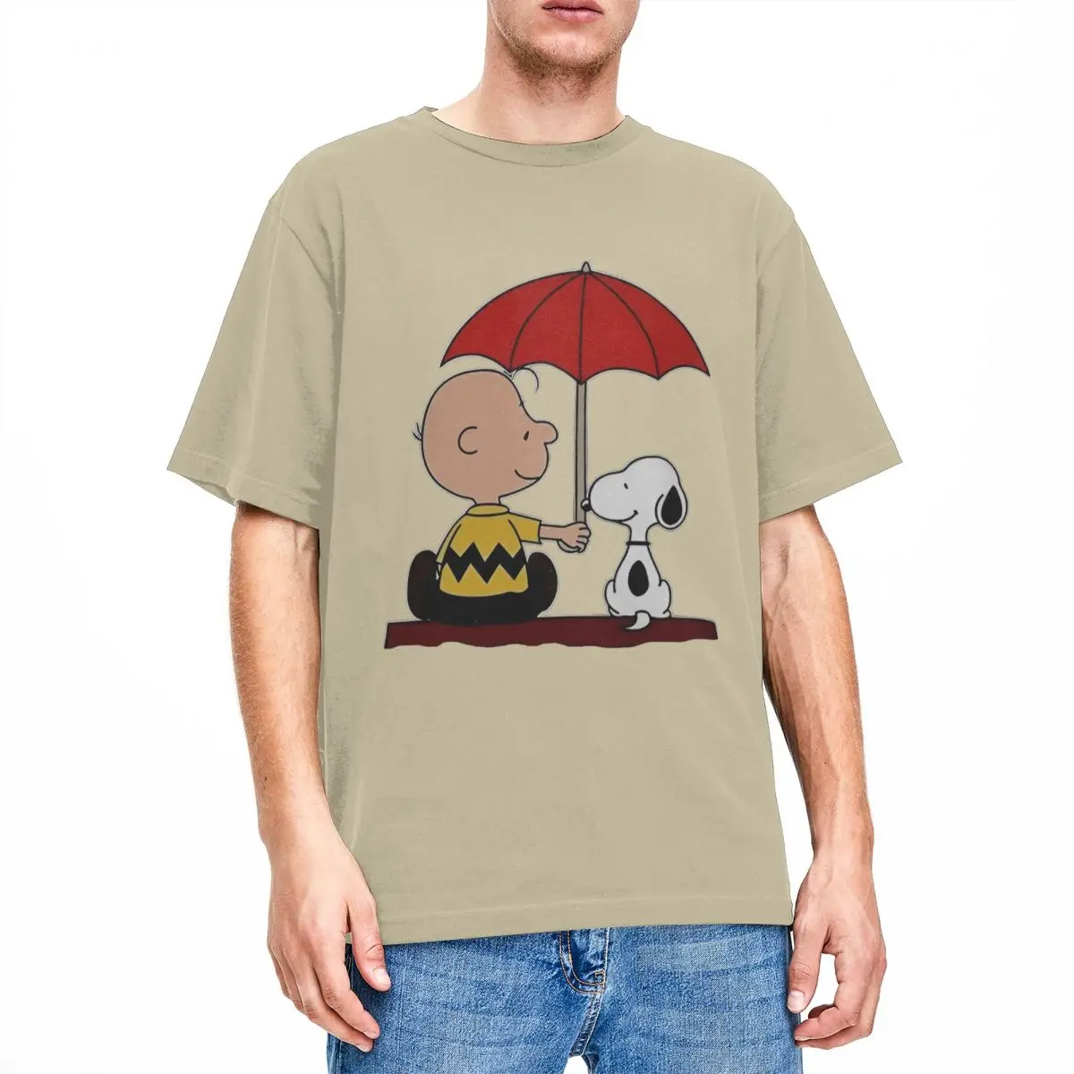 thumbnail image 1 of Camisetas de algodón 100% de Peanuts, Charlie Brown y Snoopy, camisetas novedosas para hombres, ropa de playa con diseño asombroso, manga corta, 1 of 5