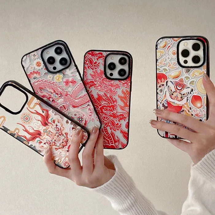2.0 Version Acrylic Upgrade Border Dragon Year Phone Case Cover for IPhone 11 12 13 14 15 Pro Max Case for IPhone 15 Pro Max