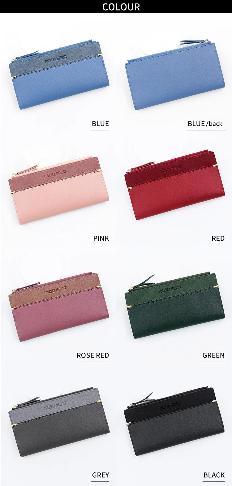 Neue Frauen lange Brieftaschen Handtasche Reiß verschluss Münz tasche weibliche Geldbörse Foto halter Kreditkarten inhaber Frauen Clutch Brieftasche – Detail 28