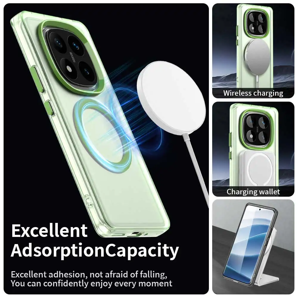 Case For Xiaomi Redmi Note 14 Pro Plus 13 Pro 5G 4G Magsafe Magnetic Wireless Charge Matte PC Luxury Armor Shockproof