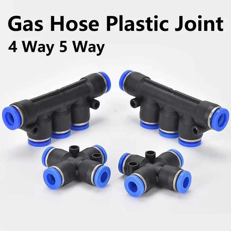 50PCS PK PZA Pneumatic Plastic 4 Way 5 Way Fitting Fittings Quick Connectors Water Hose Connector Air Push Fast 4mm 6mm 8mm 10mm