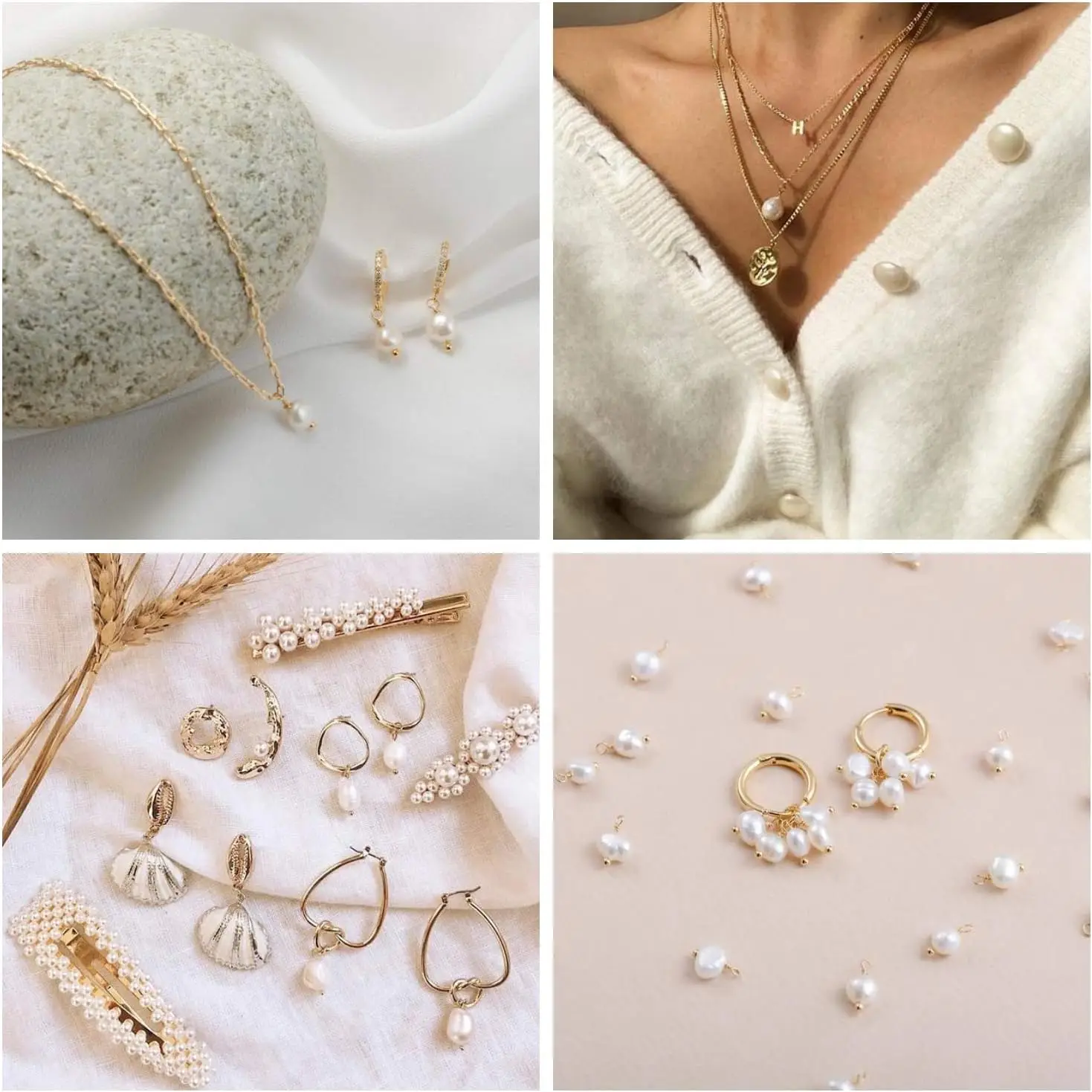 10 Stück Edelstahl-Anhänger mit unregelmäßigen Perlen und Schlaufen, zum Basteln von Ohrringen, Halsketten, Armbändern, Schmuckherstellung, DIY – Detail 5