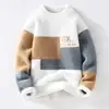 Men's Classic Autumn Winter Knitted Sweater Mid Neck Fleece Lined Letter Print Base Layer Fashionable Korean Style Long Sleeve