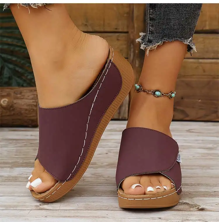 Damensandalen mit 5,5 cm Absatz für den Sommer, Damenschuhe, weiche Keilabsätze, Sandalias Mujer 2026, neue Schuhe, Sommerpantoffeln – Detail 33