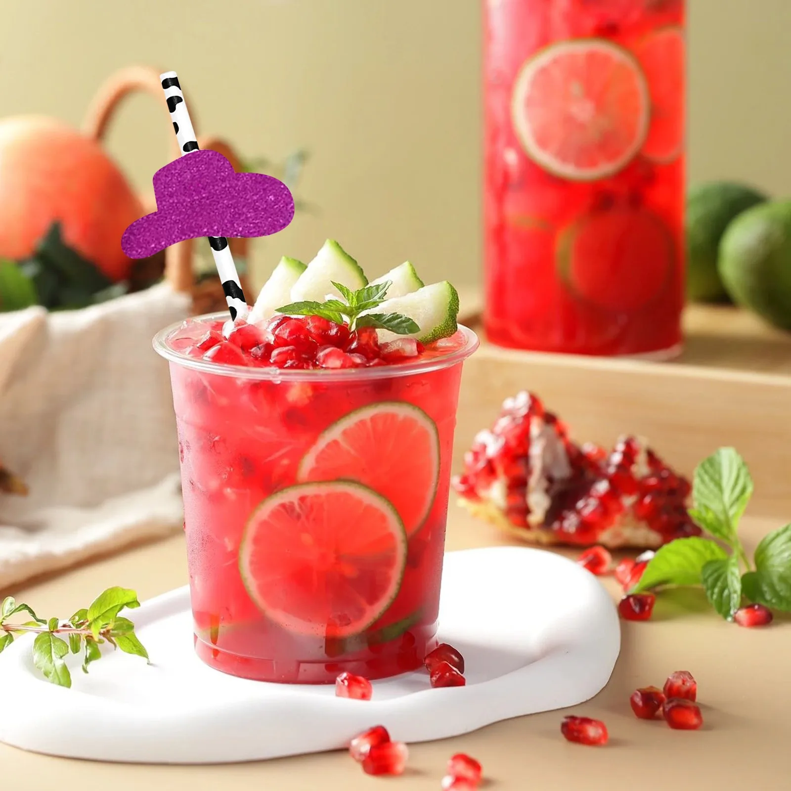 Drink Novelty Accessories Reusable Party Creative Decorations Straw Milk Cow Small Top Hat Paper Straws Disposable Degradable