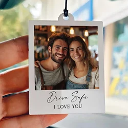 Custom Engraved Photo Car Keepsake - Personalized Gift - 8 cm (White)