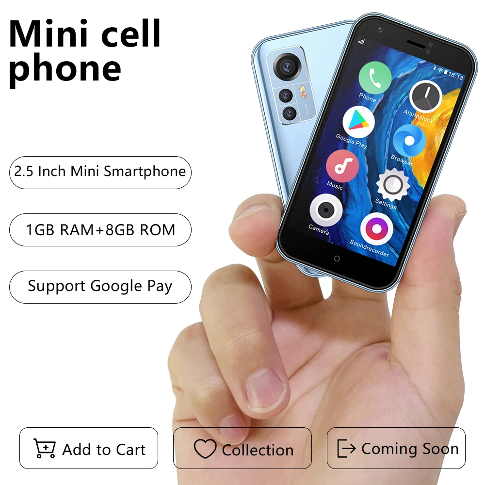 servo-s22ミニスマートフォン、2-simカード、25インチ画面、android、3gネットワーク、プレイストア、8gb、gps、wifi、ホットスポット、キュート、小型携帯電話
