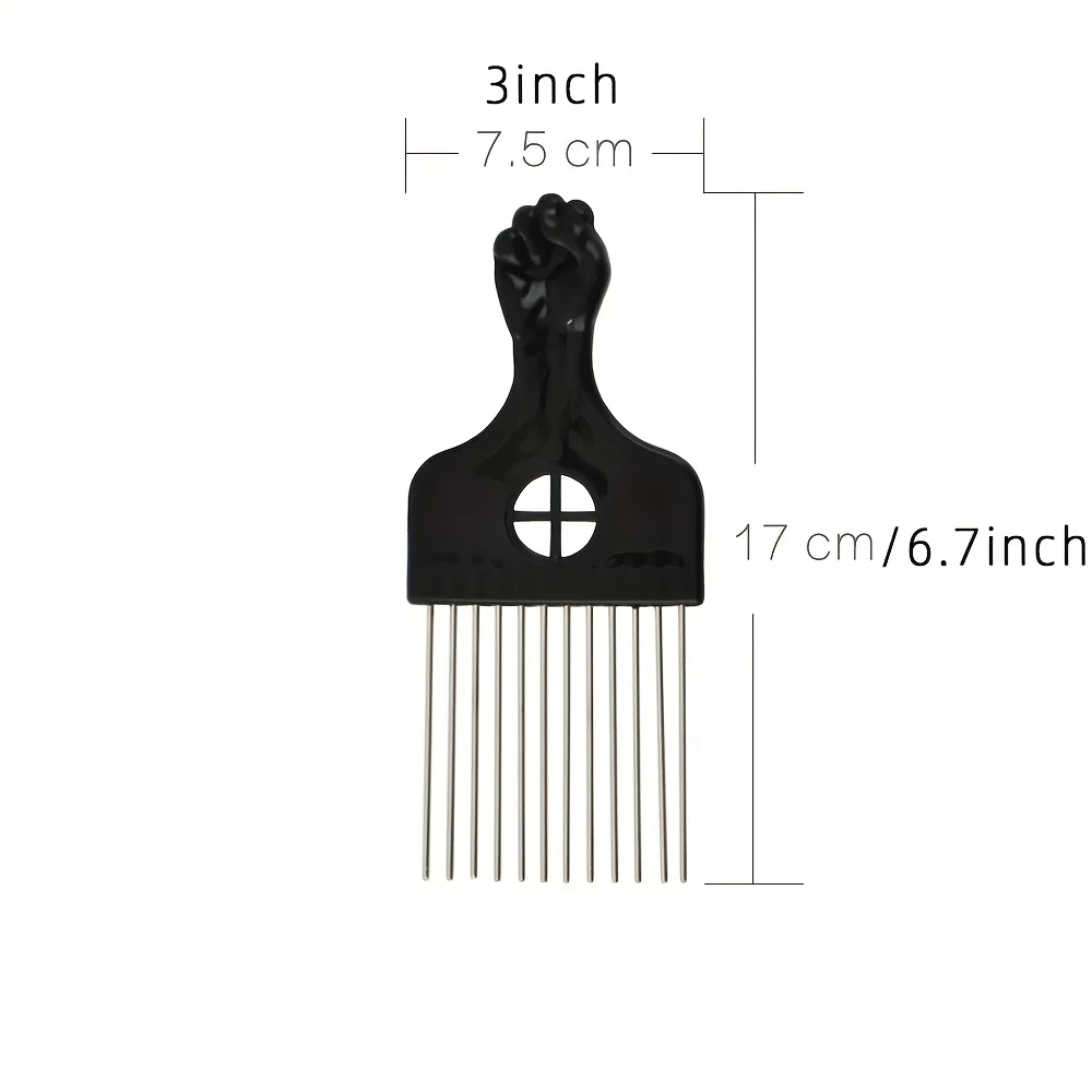 Black Metal African American Pick Comb Hair Combs Hair Comb for Hairdressing Styling Tool Salon Barber Shop 3