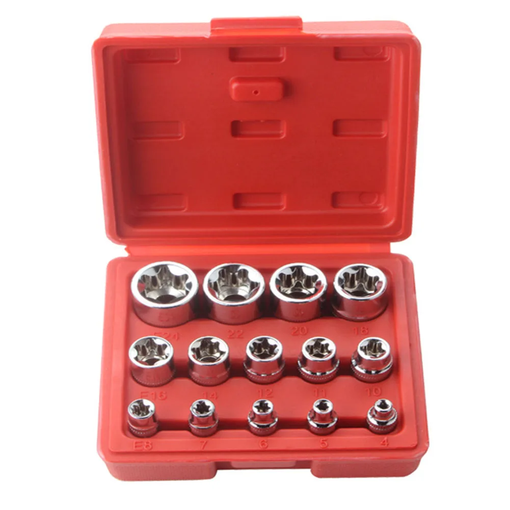 

14 шт., розетка E/Torx Star, розетка для электродрели с резьбой 1/2 дюйма, 3/8 дюйма, 1/4 дюйма, адаптер для электродрели, шуруповерта