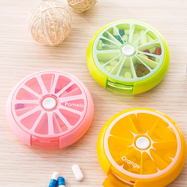 1PC Portable Travel Pill Case Splitter Empty Pillbox Weekly Pill Container Dispenser Drug Divider Confectionery Storage