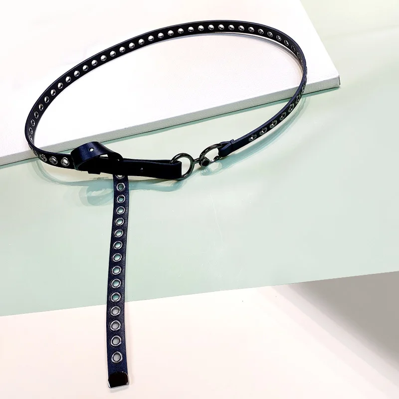 

2022 Runway Designer Black Metal Buckle Waistchain Belt Women Fashion Genuine Cowhide Leather Belts Female Trendy Vintage Belt