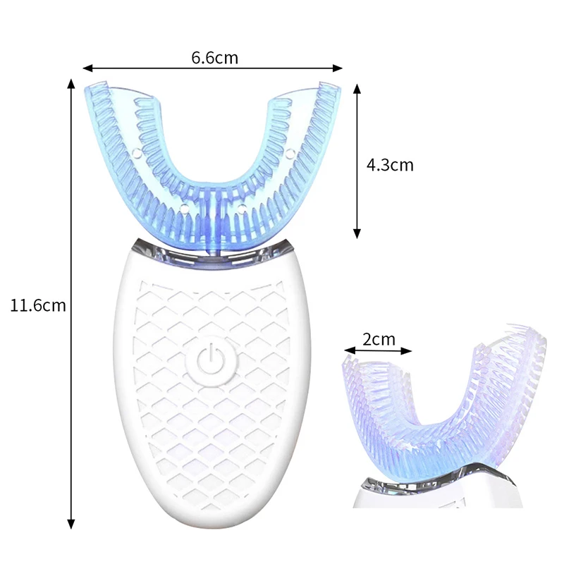 U형 칫솔 360도 지능형 실리콘 헤드 음파 전동 칫솔 자동 USB 충전 방수 칫솔