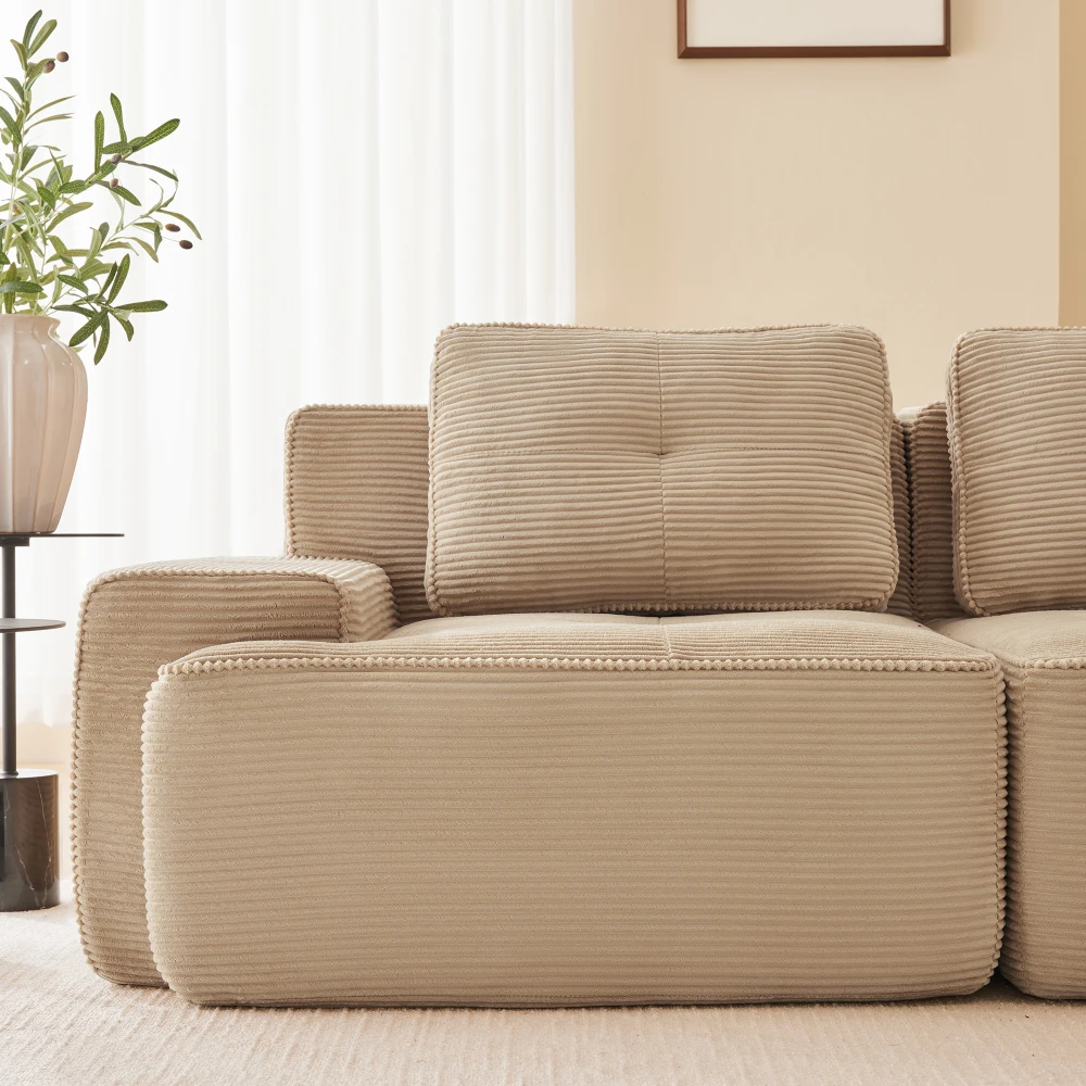 Modernes Cord-Cloud-Sofa – Knochenloses Modulares Zweisitzer-Sofa mit Tiefem Sitz für Wohnzimmer Erhältlich in Grün Braun Champagner Schwarz – Detail 9