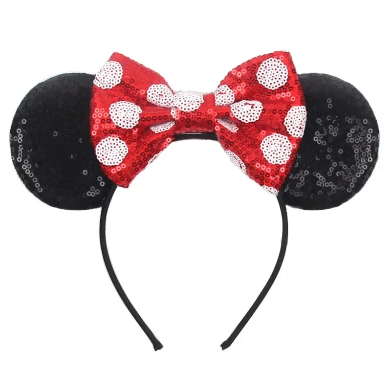 Serre-tête Oreilles Minnie Paillettes Rouges & Pois Blancs