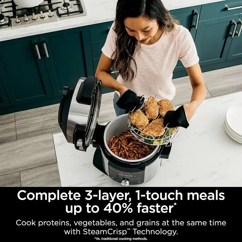 Ninja OL601 Foodi XL 8 Qt. Pressure Cooker Steam Fryer with SmartLid, 14-in-1 that Air Fries, Bakes & More with 3-Layer Capacity 5