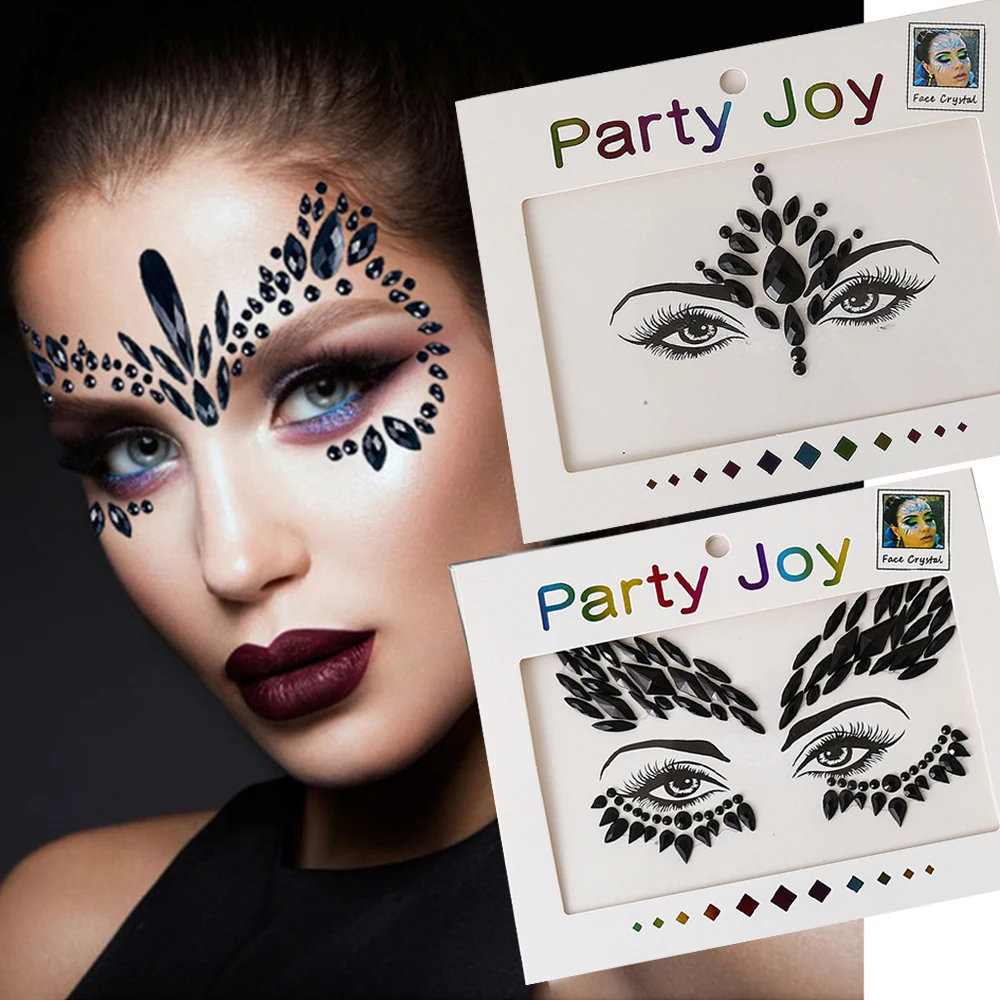 

Face Jewelry Tattoo Shiny Rhinestones Eyebrow Sticker Halloween Makeup 3D Diamond Self Adhesive DIY Beauty Music Festival Decor