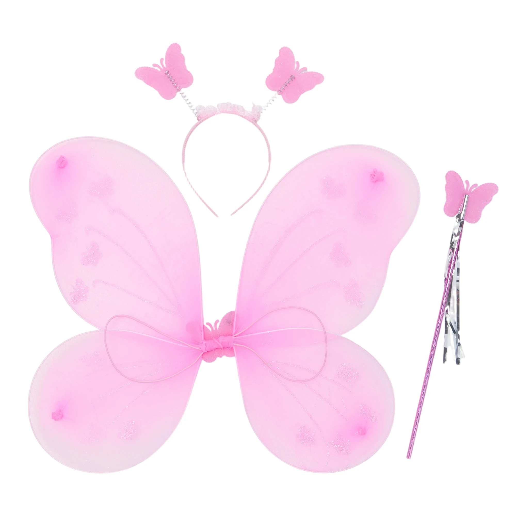 Enchanted Forest Fairy Costume Set for Girls Floral Wings Headband and Wand 3 Piece Set Perfect for Dress-Up and Playtime at