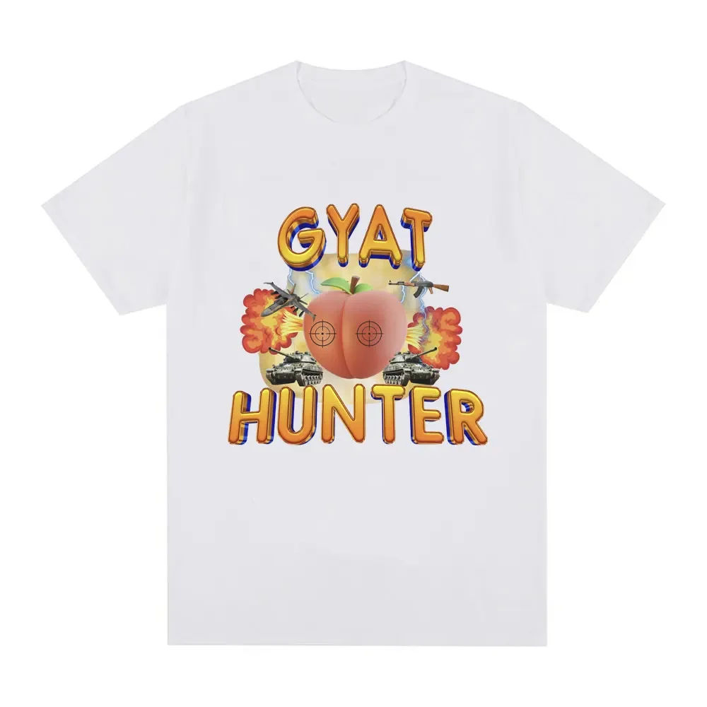 Gyat Hunter Funny Meme T-shirt Women's Fashion Retro Short sleeved T-shirt Casual Loose Large T-shirt Street Clothing 2