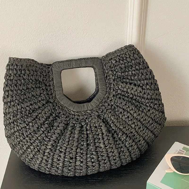 Spedizione Gratuita Bolsa De Ombro Das Mulheres Nova Tendência Moda Cor Sólida Aberta Grama Tecelagem Leve Bolsa De Ombra Das Mulheres