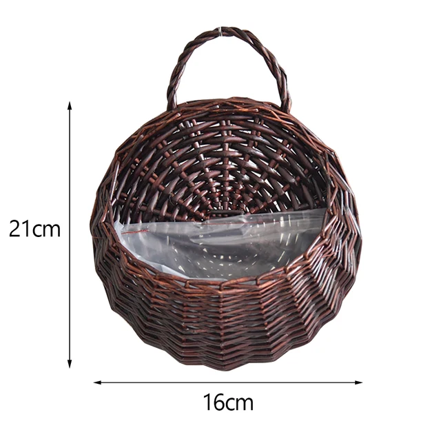 Falra Szerelt Rattan Kosár Fonott Virág Edény Lógó Szőtt Váza Kosarak Cachepot Virágokhoz Kert Erkély Lakberendezés - Image 6