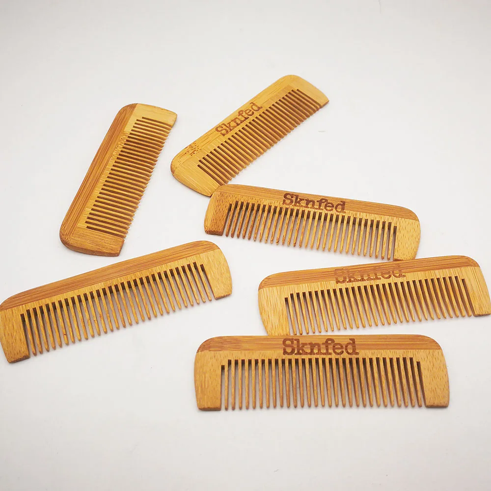 3 Pieces Mini Bamboo Comb with Custom LOGO  - Personalized Your Name Text Date - Portable Pocket Bamboo Beard Comb 6