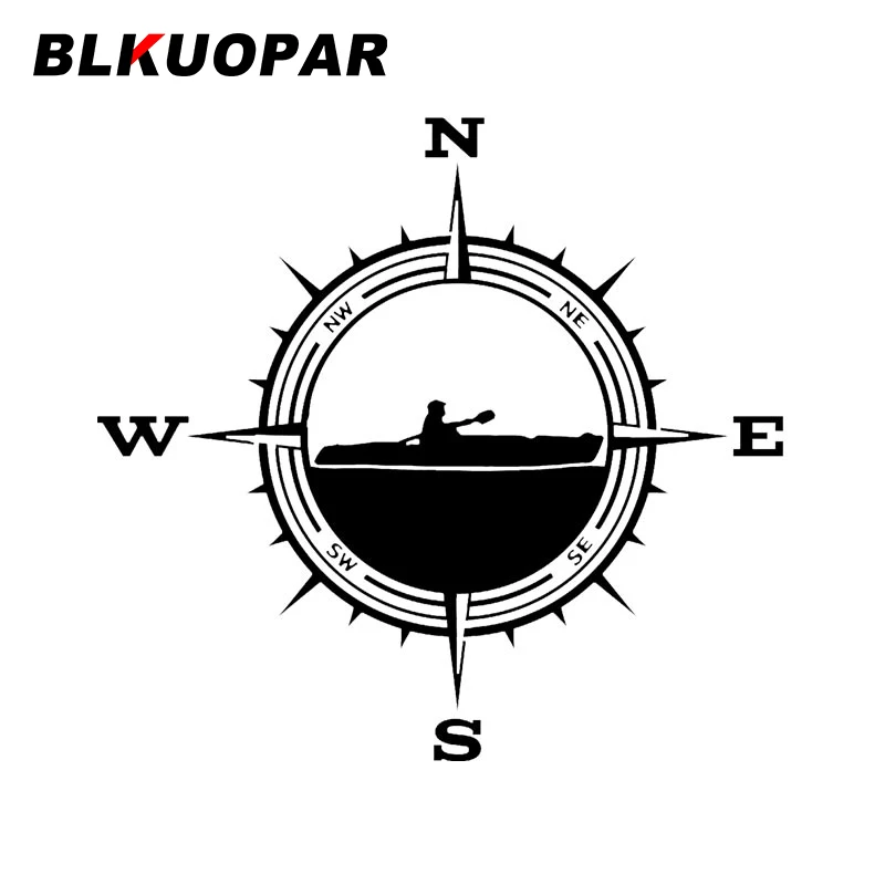 

BLKUOPAR Kayak and Compass Car Stickers Creative Graphics Decal Waterproof Die Cut Helmet Windshield Car Decoration