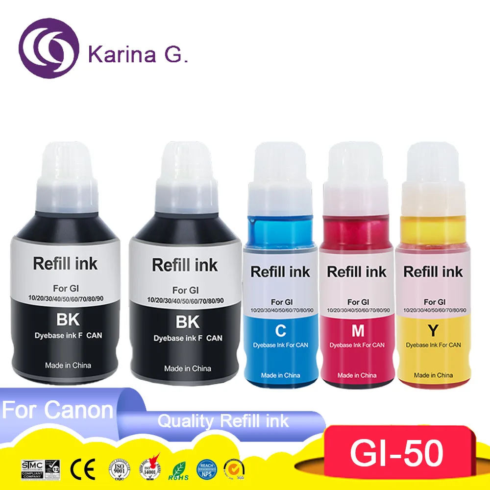 GI-50 GI50 GI 50 Premium Color Compatible Bulk Bottle Water Based Refill Tintas Ink for Canon GM2050/GM4050 G5050/G6050/G7050