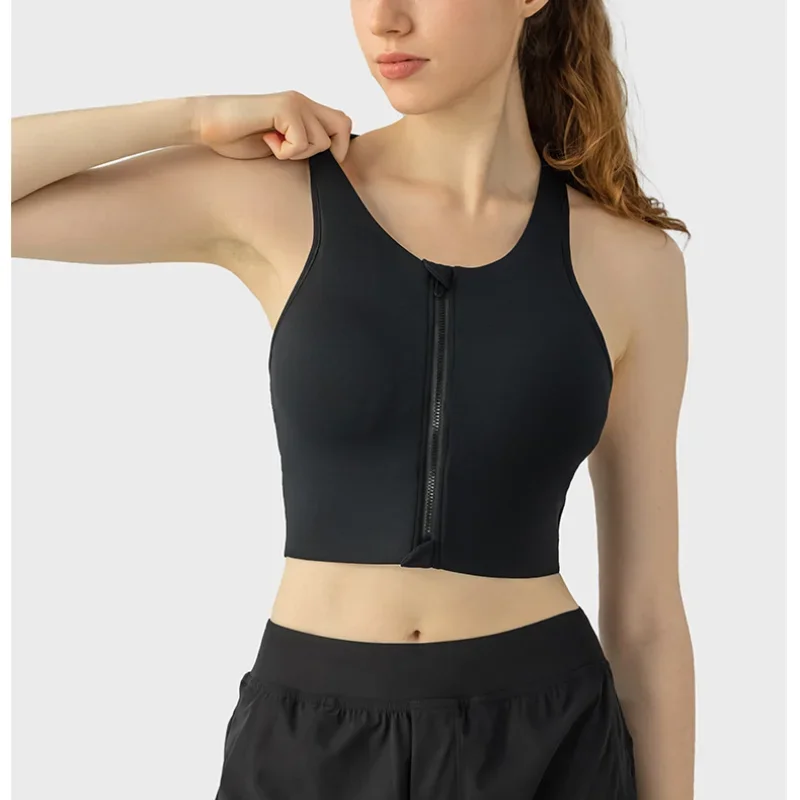 Solid Color Yoga Tight Sports Bras For Women 2024 Women's Fitness Zipper Bra Sportswear Woman Gym Training Female Crop Tops
