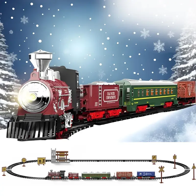 Train Set - Train Toys For Boys With Smokes, Lights And Sound, Toy Train With Steam Locomotive,Christmas Gifts for Kids 3-12 2