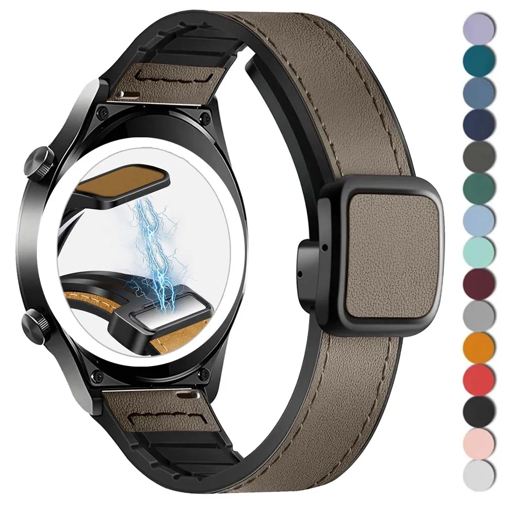 

20mm 22mm Leather Strap for Samsung Galaxy Watch 6 5 4 40mm 44mm Band 6 Classic Silicone Bracelet for Huawei Watch Ultimate GT 4