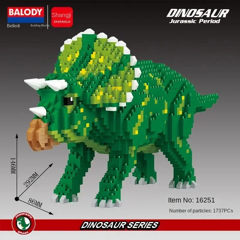 Dinosaur Building Blocks Puzzle Mini Diamond Blocks Dinosaurs Collection Kids Hobby Cartoon Models of Dinosaurs 1500+ pcs BALODY