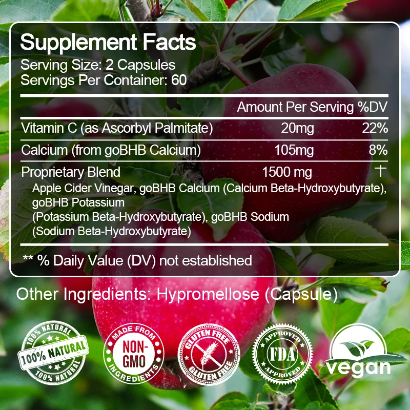 Apple Cider Vinegar Keto Capsules Detox Slim Capsule With Vitamin Bhb For Women Burning Fat Losing Weight Dietary Supplement