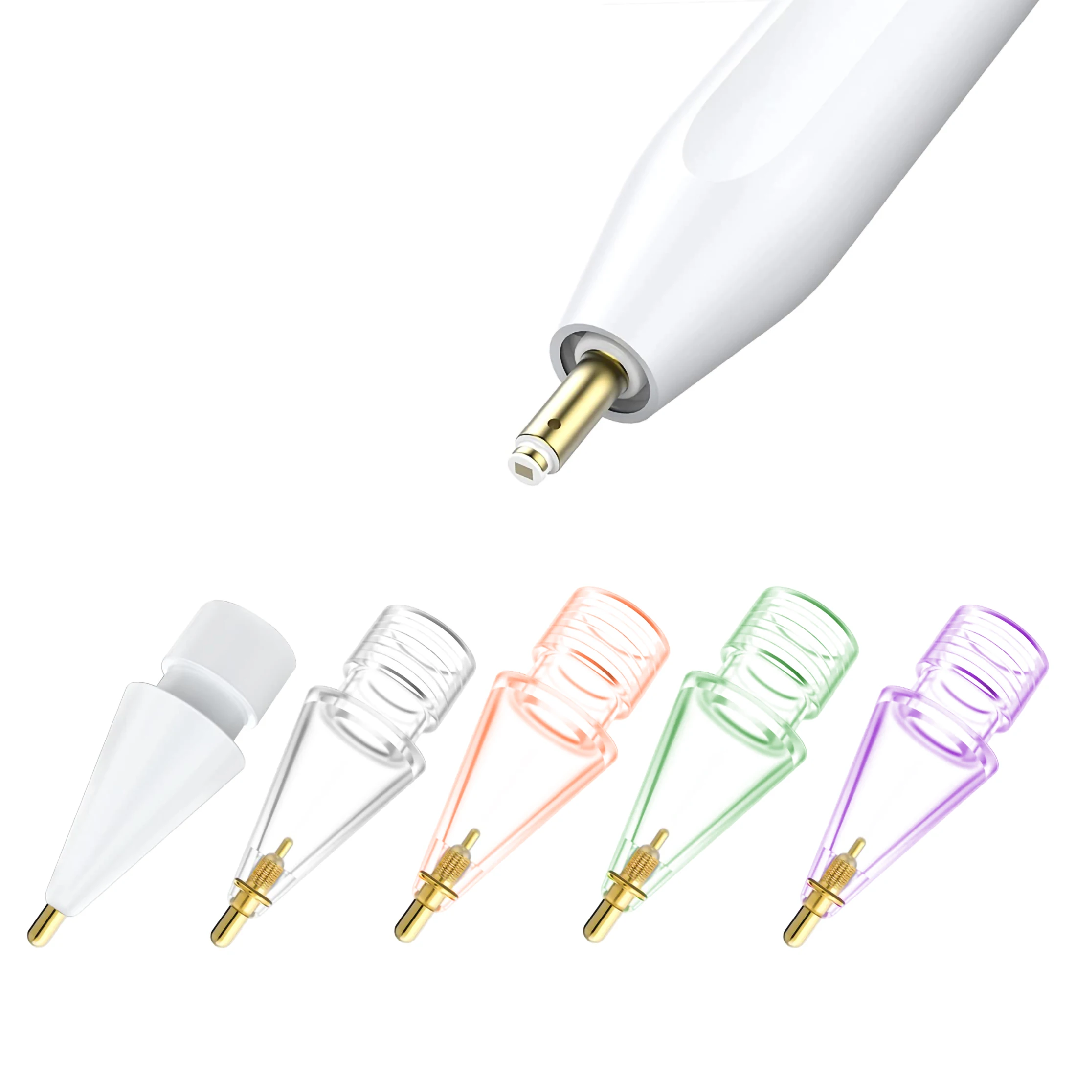 Pack of 5 Clear Fine Point Wear-Resistant Metal Pencil Tips