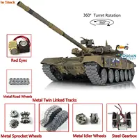 HENG LONG 1/16 7.0 T90 Remote Controlled Tank 3938 360° Turret Metal Tracks W/ Linkages Red Eye Steel Gearbox Army Toys TH17856 1