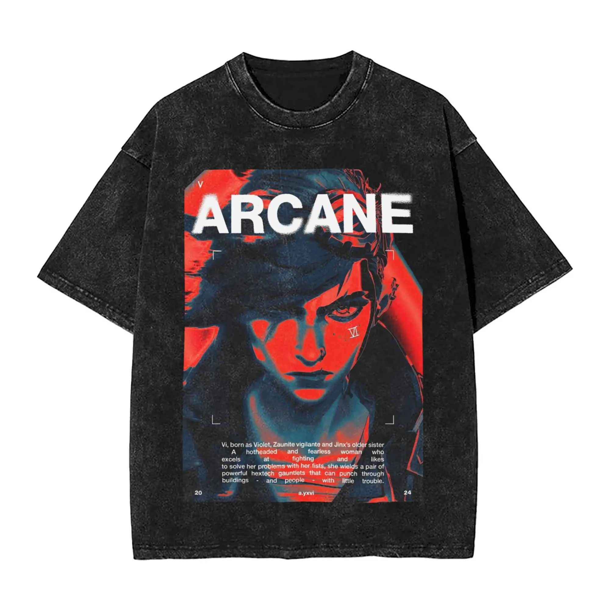 Arcane-Themed Men's Washed Novelty Tee - Short Sleeve Crew Neck 100% Cotton Shirt