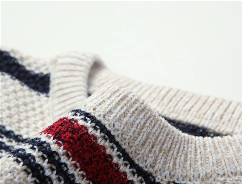 Striped Pullovers Sweater Men Tops Pull Vintage Big Size M-6XL 7XL Autumn Sweater Male Striped  Knit Jumper Clothing Casual