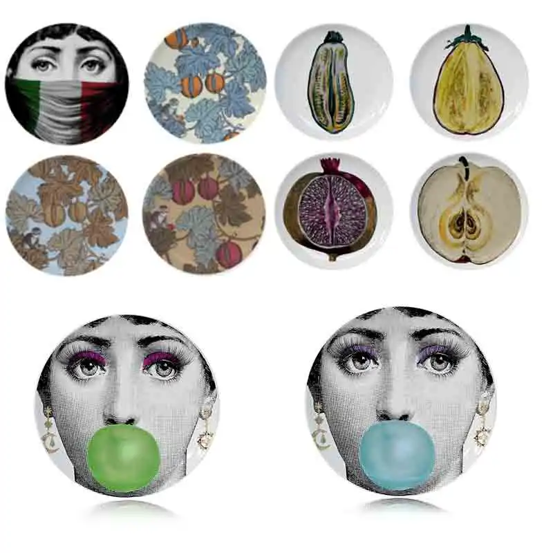 

Italian Facial Art Ceramic Hanging Plate Cafe Bar Wall Decoration Retro Wall Hanging Plate Decoration 6/8/10/12 inches