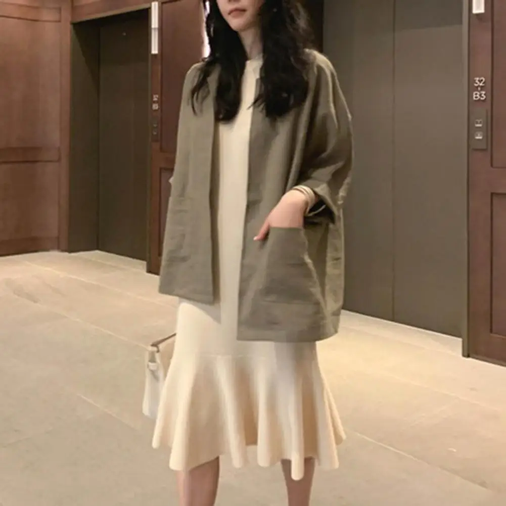 

Oversize Jacket Open Front Shirt Coat Solid Color Oversized T-shirt Jacket
