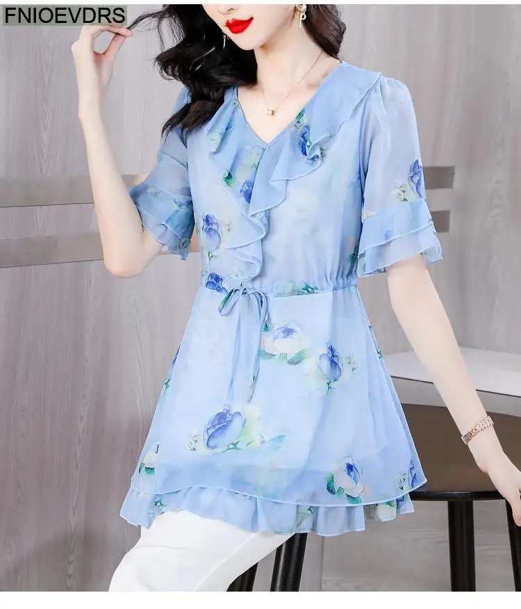 L-5XL Loose Clothes 2023 Women European Fashion Elegant Office Lady Work Ruffles Shirt Casual Tunic Peplum Tops And Blouses