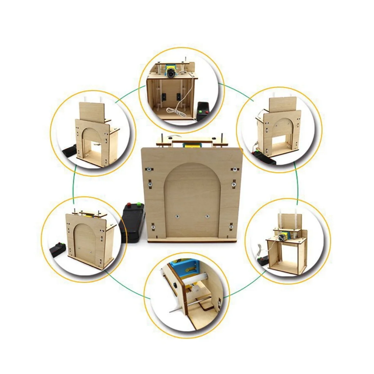 Wooden Lift Door No. 1 Self-Made House Garage Model Electric Door Kit DIY Technology Gizmo Toy 6