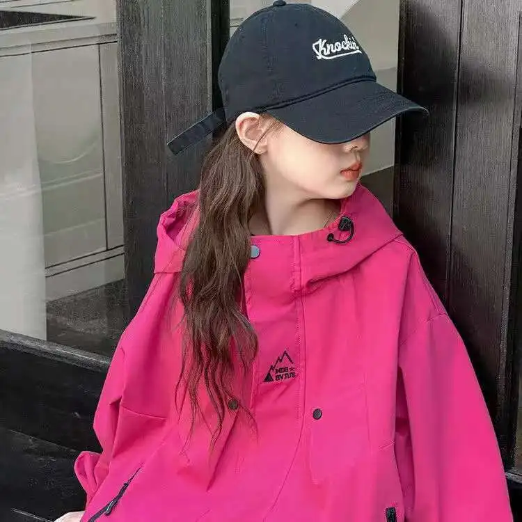 봄 패션 소녀 재킷 후드 스포츠 탑 어린 소녀용 폴리에스터 섬유 한국 스타일 아동용 외투
