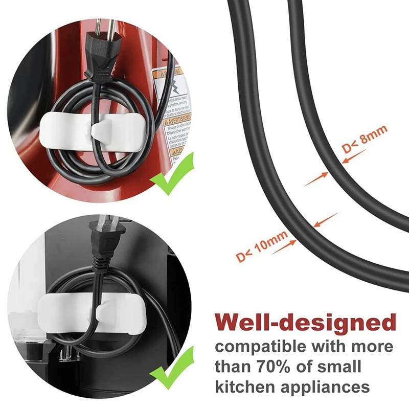 Cord Holder For Appliances, Plastic Cord Keeper, Cord Wrap, Cord Shortener, Cord Organizer, (Gray, 4 Pcs)